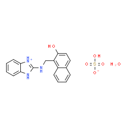 ChemSpider 2D Image | 2-{[(2-Hydroxy-1-naphthyl)methyl]amino}-1H-3,1-benzimidazol-1-ium hydrogen sulfate hydrate (1:1:1) | C18H19N3O6S
