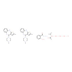ChemSpider 2D Image | 2-hydroxybenzamide;isopropyl acetate;2-methyl-4-(4-methylpiperazin-1-yl)-10H-thieno[2,3-b][1,5]benzodiazepine;tetrahydrate | C46H65N9O8S2