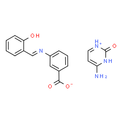 ChemSpider 2D Image | 4-Amino-2-oxo-2,3-dihydropyrimidin-1-ium 3-[(E)-(2-hydroxybenzylidene)amino]benzoate | C18H16N4O4
