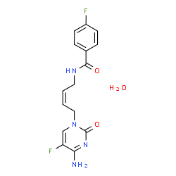 ChemSpider 2D Image | N-[(2Z)-4-(4-Amino-5-fluoro-2-oxo-1(2H)-pyrimidinyl)-2-buten-1-yl]-4-fluorobenzamide hydrate (1:1) | C15H16F2N4O3