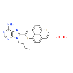 ChemSpider 2D Image | 9-Butyl-8-(thiochromeno[6,5,4-def]thiochromen-2-yl)-9H-purin-6-amine dihydrate | C23H23N5O2S2