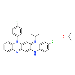 ChemSpider 2D Image | Acetone - (3E)-N,5-bis(4-chlorophenyl)-3-(isopropylimino)-3,5-dihydro-2-phenazinamine (1:1) | C30H28Cl2N4O