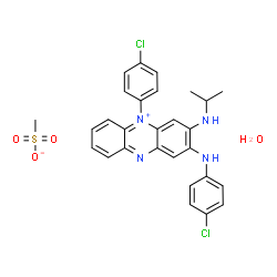 ChemSpider 2D Image | 5-(4-Chlorophenyl)-2-[(4-chlorophenyl)amino]-3-(isopropylamino)phenazin-5-ium methanesulfonate hydrate (1:1:1) | C28H28Cl2N4O4S
