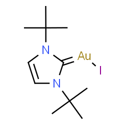 ChemSpider 2D Image | [1,3-Bis(2-methyl-2-propanyl)-1,3-dihydro-2H-imidazol-2-ylidene](iodo)gold | C11H20AuIN2
