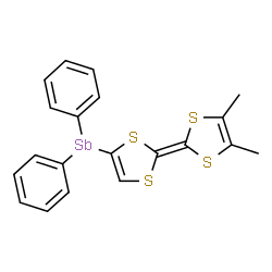 ChemSpider 2D Image | [2-(4,5-Dimethyl-1,3-dithiol-2-ylidene)-1,3-dithiol-4-yl](diphenyl)stibine | C20H17S4Sb