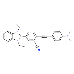 ChemSpider 2D Image | 5-(1,3-Diethyl-1,3-dihydro-2H-1,3,2-benzodiazaborol-2-yl)-2-{[4-(dimethylamino)phenyl]ethynyl}benzonitrile | C27H27BN4