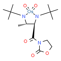 ChemSpider 2D Image | [3-{(2R,3S)-2,3-Bis[(2-methyl-2-propanyl)amino-kappaN]butanoyl}-1,3-oxazolidin-2-onato(2-)](dioxo)osmium | C15H27N3O5Os