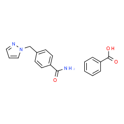ChemSpider 2D Image | 4-(1H-Pyrazol-1-ylmethyl)benzamide benzoate (1:1) | C18H17N3O3