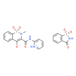 ChemSpider 2D Image | 2-Methyl-3-(2-pyridiniumylcarbamoyl)-2H-1,2-benzothiazin-4-olate 1,1-dioxide - 1,2-benzothiazol-3(2H)-one 1,1-dioxide (1:1) | C22H18N4O7S2