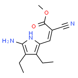 ChemSpider 2D Image | Methyl (2Z)-3-(5-amino-3,4-diethyl-1H-pyrrol-2-yl)-2-cyanoacrylate | C13H17N3O2