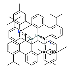 ChemSpider 2D Image | [1,2-Bis(2,2'',6,6''-tetraisopropyl-1,1':3',1''-terphenyl-2'-yl)-1,2-digermanediylidene]bis(N-mesitylmethanimine) | C80H96Ge2N2
