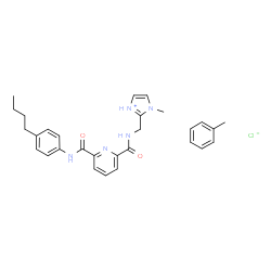 ChemSpider 2D Image | 2-{[({6-[(4-Butylphenyl)carbamoyl]-2-pyridinyl}carbonyl)amino]methyl}-1-methyl-1H-imidazol-3-ium chloride - toluene (1:1:1) | C29H34ClN5O2