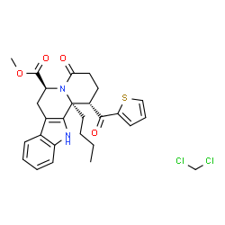 ChemSpider 2D Image | Methyl (1S,6S,12bS)-12b-butyl-4-oxo-1-(2-thienylcarbonyl)-1,2,3,4,6,7,12,12b-octahydroindolo[2,3-a]quinolizine-6-carboxylate - dichloromethane (1:1) | C27H30Cl2N2O4S