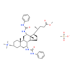 ChemSpider 2D Image | (3alpha,5beta,7alpha,12alpha)-24-Methoxy-N,N,N-trimethyl-24-oxo-7,12-bis[(phenylcarbamoyl)amino]cholan-3-aminium methanesulfonate | C43H65N5O7S