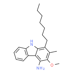 ChemSpider 2D Image | 1-Heptyl-3-methoxy-2-methyl-9H-carbazol-4-amine | C21H28N2O