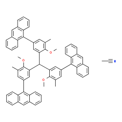 ChemSpider 2D Image | Acetonitrile - 9,9',9''-[methanetriyltris(4-methoxy-5-methyl-3,1-phenylene)]trianthracene (1:1) | C69H55NO3