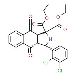 ChemSpider 2D Image | Diethyl (3S,3aR,9aS)-3-(2,3-dichlorophenyl)-4,9-dioxo-2,3,3a,4,9,9a-hexahydro-1H-benzo[f]isoindole-1,1-dicarboxylate | C24H21Cl2NO6