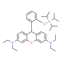 ChemSpider 2D Image | N,N,N',N'-Tetraethyl-9-{2-[(triisopropylsilyl)oxy]phenyl}-9H-xanthene-3,6-diamine | C36H52N2O2Si