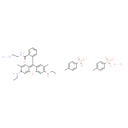 ChemSpider 2D Image | (E)-[9-(2-{[(2-Aminoethyl)ammonio]carbonyl}phenyl)-6-(ethylamino)-2,7-dimethyl-3H-xanthen-3-ylidene](ethyl)ammonium 4-methylbenzenesulfonate hydrate (1:2:1) | C42H50N4O9S2