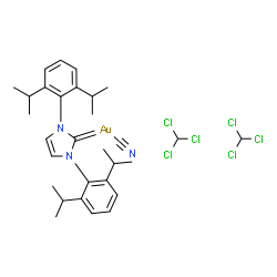 ChemSpider 2D Image | [1,3-Bis(2,6-diisopropylphenyl)-1,3-dihydro-2H-imidazol-2-ylidene](cyano-kappaC)gold - chloroform (1:2) | C30H38AuCl6N3