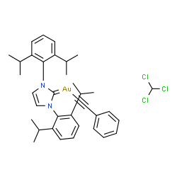 ChemSpider 2D Image | [1,3-Bis(2,6-diisopropylphenyl)-1,3-dihydro-2H-imidazol-2-ylidene](phenylethynyl)gold - chloroform (1:1) | C36H42AuCl3N2