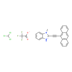 ChemSpider 2D Image | 2-(9-Anthrylethynyl)-1-methyl-1H-benzimidazol-3-ium trifluoroacetate - chloroform (1:1:1) | C27H18Cl3F3N2O2