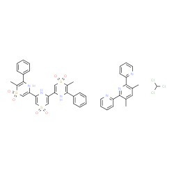 ChemSpider 2D Image | chloroform;3,5-dimethyl-2,6-bis(2-pyridyl)pyridine;2-methyl-5-[5-(6-methyl-1,1-dioxo-5-phenyl-4H-1,4-thiazin-3-yl)-1,1-dioxo-4H-1,4-thiazin-3-yl]-3-phenyl-4H-1,4-thiazine 1,1-dioxide | C44H39Cl3N6O6S3