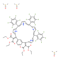 ChemSpider 2D Image | Tetraethyl 2,2'-[(7Z,12Z)-7,12,17-tris(pentafluorophenyl)-28,29,30,31-tetraazahexacyclo[21.3.1.1~3,6~.1~8,11~.1~13,16~.1~18,21~]hentriaconta-1(27),3,5,7,9,11(30),12,14,16,18,20,23,25-tridecaene-2,22-d
iylidene]dimalonate - (methylsulfinyl)methane (1:3) | C65H53F15N4O11S3