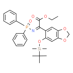 ChemSpider 2D Image | Ethyl (2Z)-(6-{[dimethyl(2-methyl-2-propanyl)silyl]oxy}-1,3-benzodioxol-5-yl)[(diphenylphosphoryl)imino]acetate | C29H34NO6PSi