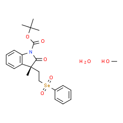 ChemSpider 2D Image | 2-Methyl-2-propanyl (3R)-3-methyl-2-oxo-3-[2-(phenylselenonyl)ethyl]-1-indolinecarboxylate - methanol hydrate (1:1:1) | C23H31NO7Se