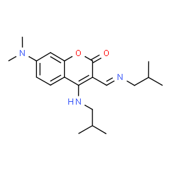 ChemSpider 2D Image | 7-(Dimethylamino)-4-(isobutylamino)-3-[(E)-(isobutylimino)methyl]-2H-chromen-2-one | C20H29N3O2