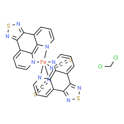 ChemSpider 2D Image | Bis[7,8-dihydro[1,2,5]thiadiazolo[3,4-f][1,10]phenanthrolinato(2-)-kappa~2~N~7~,N~8~][bis(thiocyanato-kappaN)]iron - dichloromethane (1:1) | C27H14Cl2FeN10S4