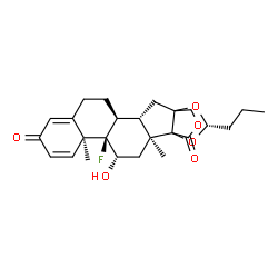 ChemSpider 2D Image | (2S,4S,5R,6S,14S,15S,17S,19S)-5-Fluoro-4-hydroxy-2,6-dimethyl-19-propyl-18,20,22-trioxahexacyclo[15.3.3.0~1,17~.0~2,15~.0~5,14~.0~6,11~]tricosa-7,10-diene-9,21-dione | C25H31FO6
