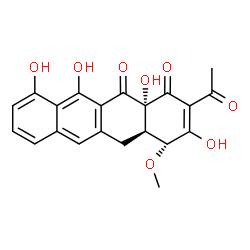 ChemSpider 2D Image | (4R,4aR,12aR)-2-Acetyl-3,10,11,12a-tetrahydroxy-4-methoxy-4a,12a-dihydro-1,12(4H,5H)-tetracenedione | C21H18O8