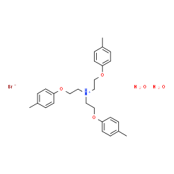 ChemSpider 2D Image | 2-(4-Methylphenoxy)-N,N-bis[2-(4-methylphenoxy)ethyl]ethanaminium bromide hydrate (1:1:2) | C27H38BrNO5