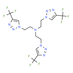 ChemSpider 2D Image | 2-[4-(Trifluoromethyl)-1H-1,2,3-triazol-1-yl]-N,N-bis{2-[4-(trifluoromethyl)-1H-1,2,3-triazol-1-yl]ethyl}ethanamine | C15H15F9N10