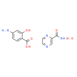 ChemSpider 2D Image | 4-Amino-2-hydroxybenzoic acid - 2-pyrazinecarboxamide hydrate (1:1:1) | C12H14N4O5