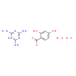 ChemSpider 2D Image | 2,4,6-Triamino-1,3,5-triazin-1-ium 2,4-dihydroxybenzoate hydrate (1:1:2) | C10H16N6O6