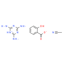 ChemSpider 2D Image | 2,4,6-Triamino-1,3,5-triazin-1-ium 2-hydroxybenzoate - acetonitrile (1:1:1) | C12H15N7O3