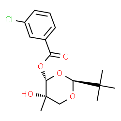 ChemSpider 2D Image | (2S,4S,5S)-5-Hydroxy-5-methyl-2-(2-methyl-2-propanyl)-1,3-dioxan-4-yl 3-chlorobenzoate | C16H21ClO5