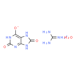 ChemSpider 2D Image | Amino(imino)methanaminium 2,8-dioxo-2,3,7,8-tetrahydro-1H-purin-6-olate hydrate (1:1:1) | C6H11N7O4