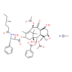 ChemSpider 2D Image | (2alpha,5beta,7beta,10beta,13alpha)-4,10-Diacetoxy-1,7-dihydroxy-13-{[(2R,3S)-2-hydroxy-3-{[(4S)-4-methylhexanoyl]amino}-3-phenylpropanoyl]oxy}-9-oxo-5,20-epoxytax-11-en-2-yl benzoate - acetonitrile (
1:1) | C49H62N2O14