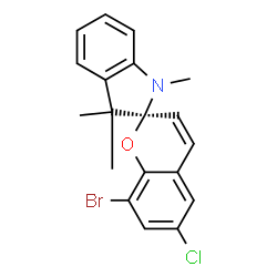 ChemSpider 2D Image | (2S)-8-Bromo-6-chloro-1',3',3'-trimethyl-1',3'-dihydrospiro[chromene-2,2'-indole] | C19H17BrClNO