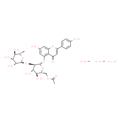 ChemSpider 2D Image | 7-Hydroxy-2-(4-hydroxyphenyl)-4-oxo-4H-chromen-5-yl 6-O-acetyl-2-O-(6-deoxy-alpha-L-mannopyranosyl)-beta-D-glucopyranoside - methanol hydrate (1:2:1) | C31H42O18