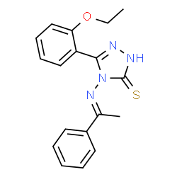 ChemSpider 2D Image | 5-(2-Ethoxyphenyl)-4-[(E)-(1-phenylethylidene)amino]-2,4-dihydro-3H-1,2,4-triazole-3-thione | C18H18N4OS