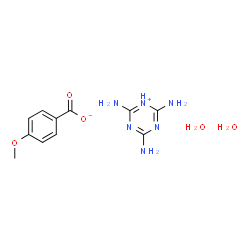 ChemSpider 2D Image | 2,4,6-Triamino-1,3,5-triazin-1-ium 4-methoxybenzoate hydrate (1:1:2) | C11H18N6O5