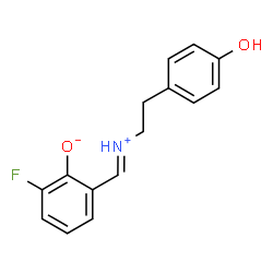 ChemSpider 2D Image | 2-Fluoro-6-[(E)-{[2-(4-hydroxyphenyl)ethyl]iminio}methyl]phenolate | C15H14FNO2