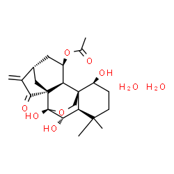 ChemSpider 2D Image | (1alpha,5beta,6beta,7beta,8alpha,9beta,10alpha,11alpha,13alpha)-1,6,7-Trihydroxy-15-oxo-7,20-epoxykaur-16-en-11-yl acetate dihydrate | C22H34O9