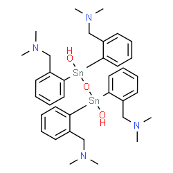 ChemSpider 2D Image | 1,1,3,3-Tetrakis{2-[(dimethylamino)methyl]phenyl}distannoxane-1,3-diol | C36H50N4O3Sn2