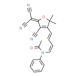 ChemSpider 2D Image | N-{(1Z,3E)-4-[4-Cyano-5-(dicyanomethylene)-2,2-dimethyl-2,5-dihydro-3-furanyl]-1,3-butadien-1-yl}-N-phenylacetamide | C22H18N4O2